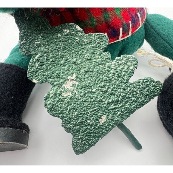 Handcrafted Santa Claus Shelf Sitter Christmas Decor with Tree Plaid Outfit - Picture 8 of 9